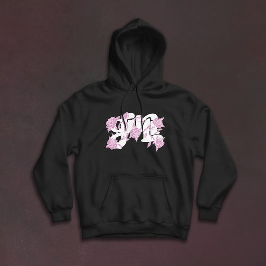 flower logo - black hoodie