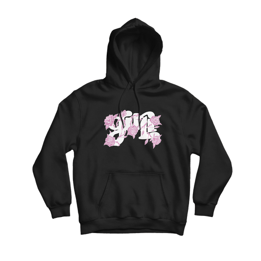 flower logo - black hoodie